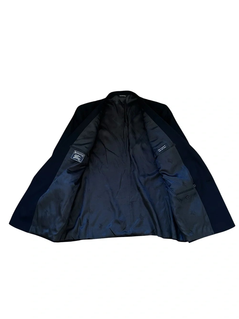 Burberry navy blue vintage Double-Breasted Wool Blazer with Gold Buttons